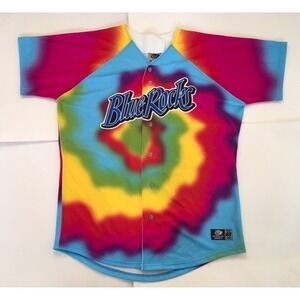 Wilmington Blue Rocks MiLB OT Sports Tie Dye Baseball Jersey Mens Sz 48 USA Made